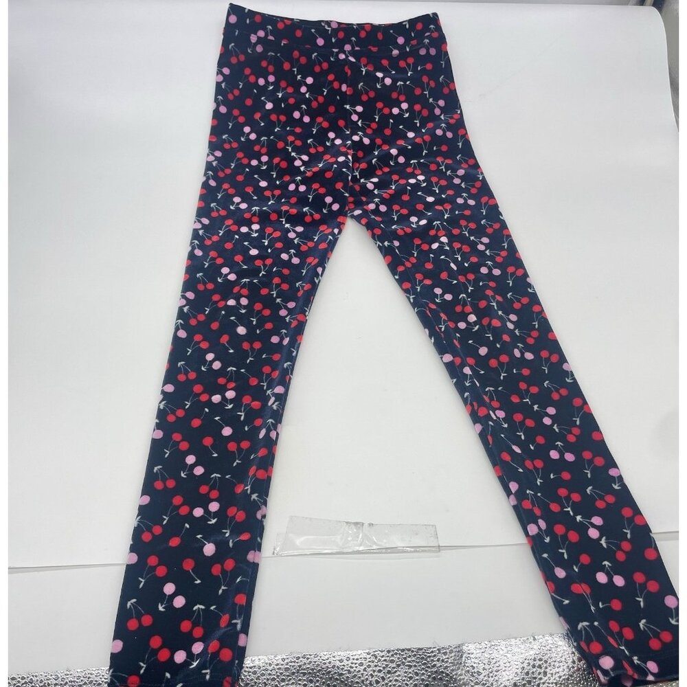 J. Crew Crewcuts Girls Blue Red Cherries Stretch Leggings Sz 8 Velvet Casual